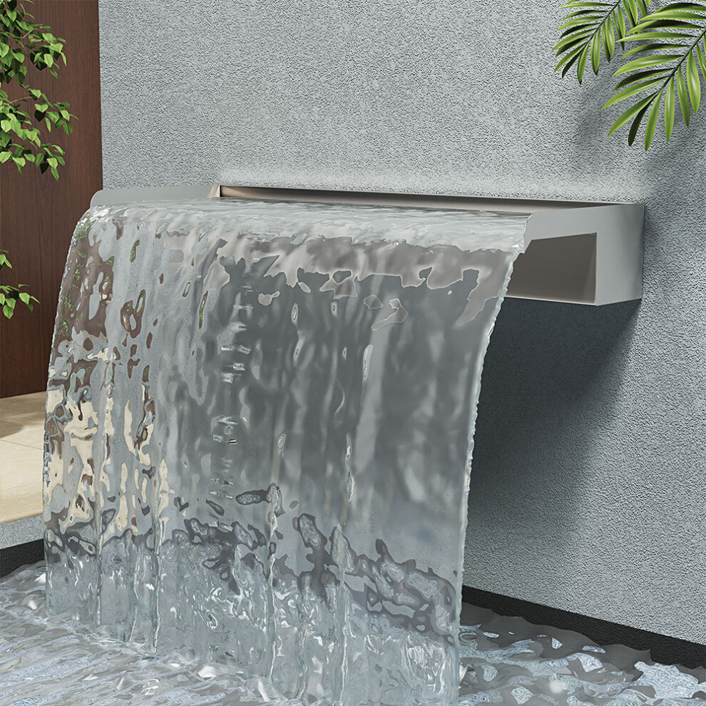 Living And Home (600Mm/130Mm) 200-600Mm Stainless Steel Waterfall Water Blade Cascade Koi Fish Pond Back Inlet