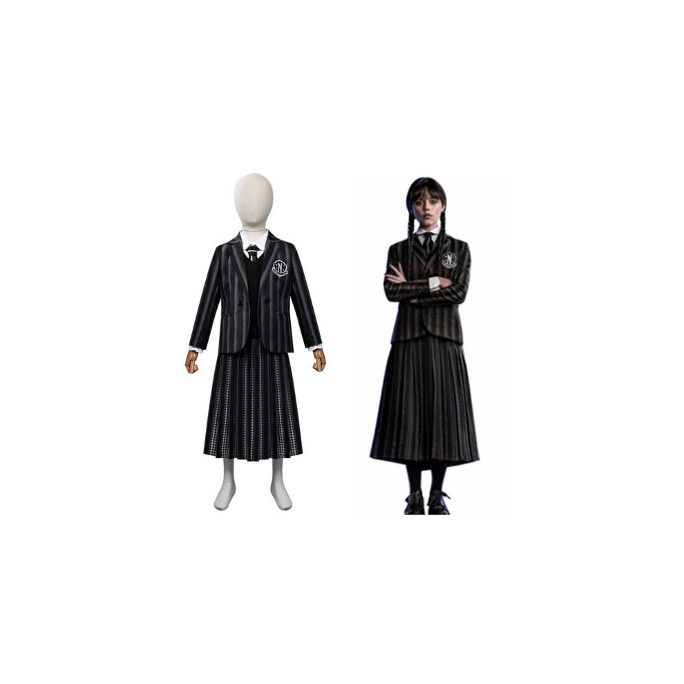 Photos - Fancy Dress  Wednesday Addms Wednesday Cosplay Costume Kids School Uniform Dress Outfits Black(Kid-150)