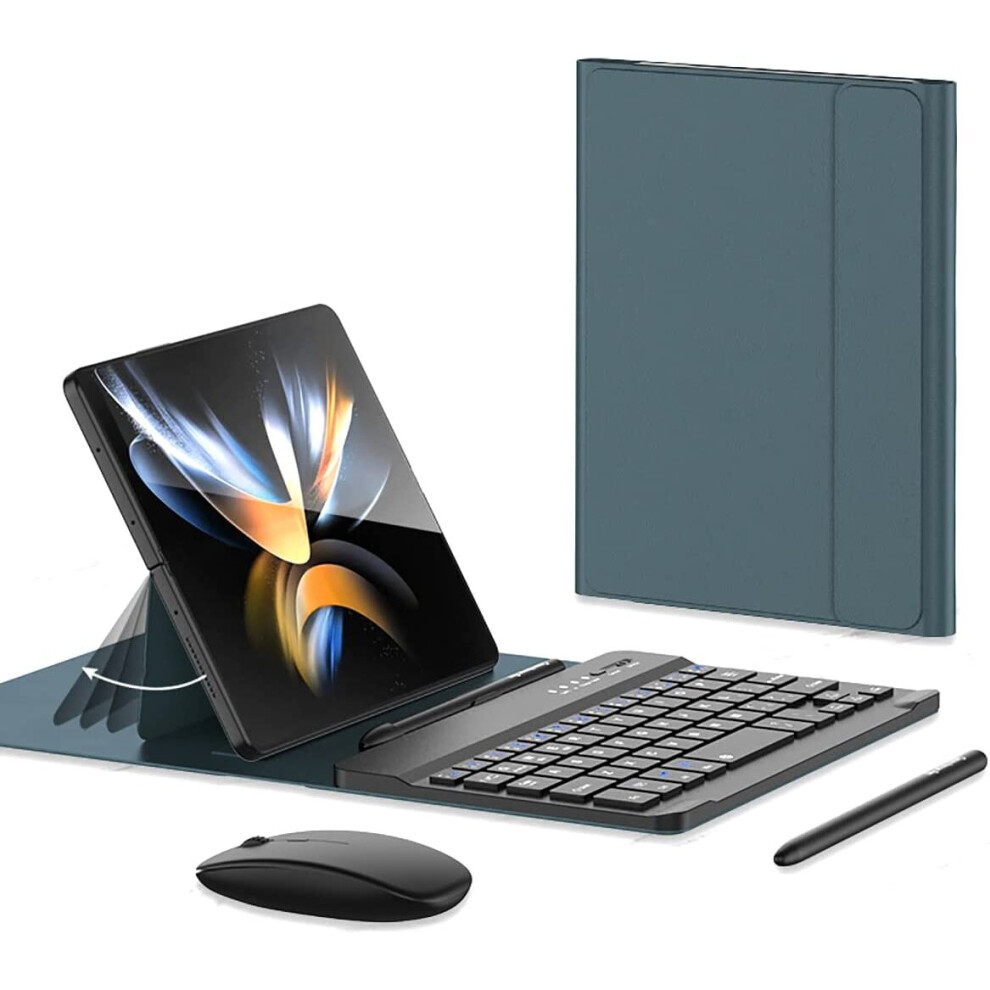 (Green) Phone Case Wireless Keyboard Mouse Capacitive Pen For Samsung Galaxy Z Fold 4 Green 768611148022