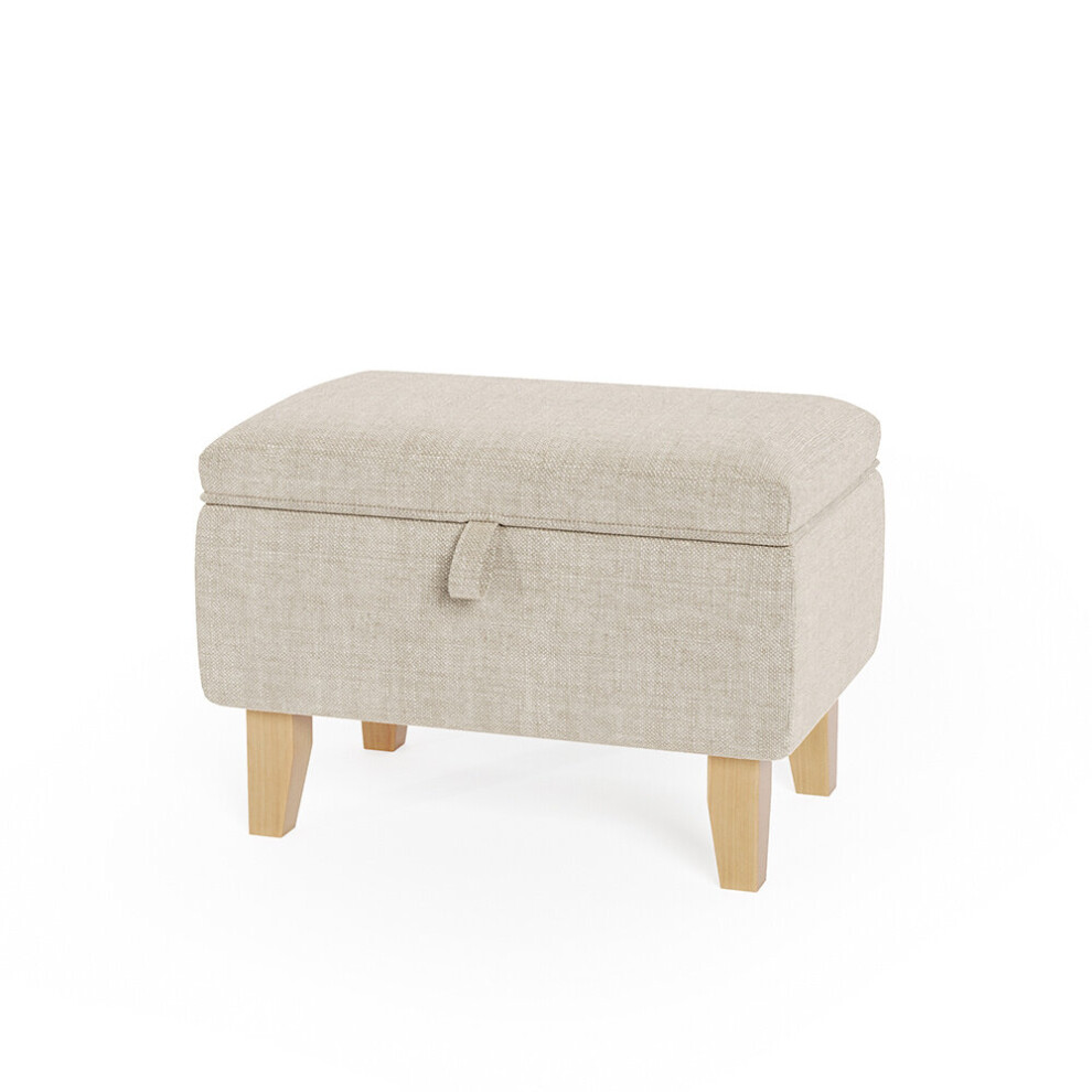 (Beige) Storage Ottoman Storage Box Footstool Chair Bench