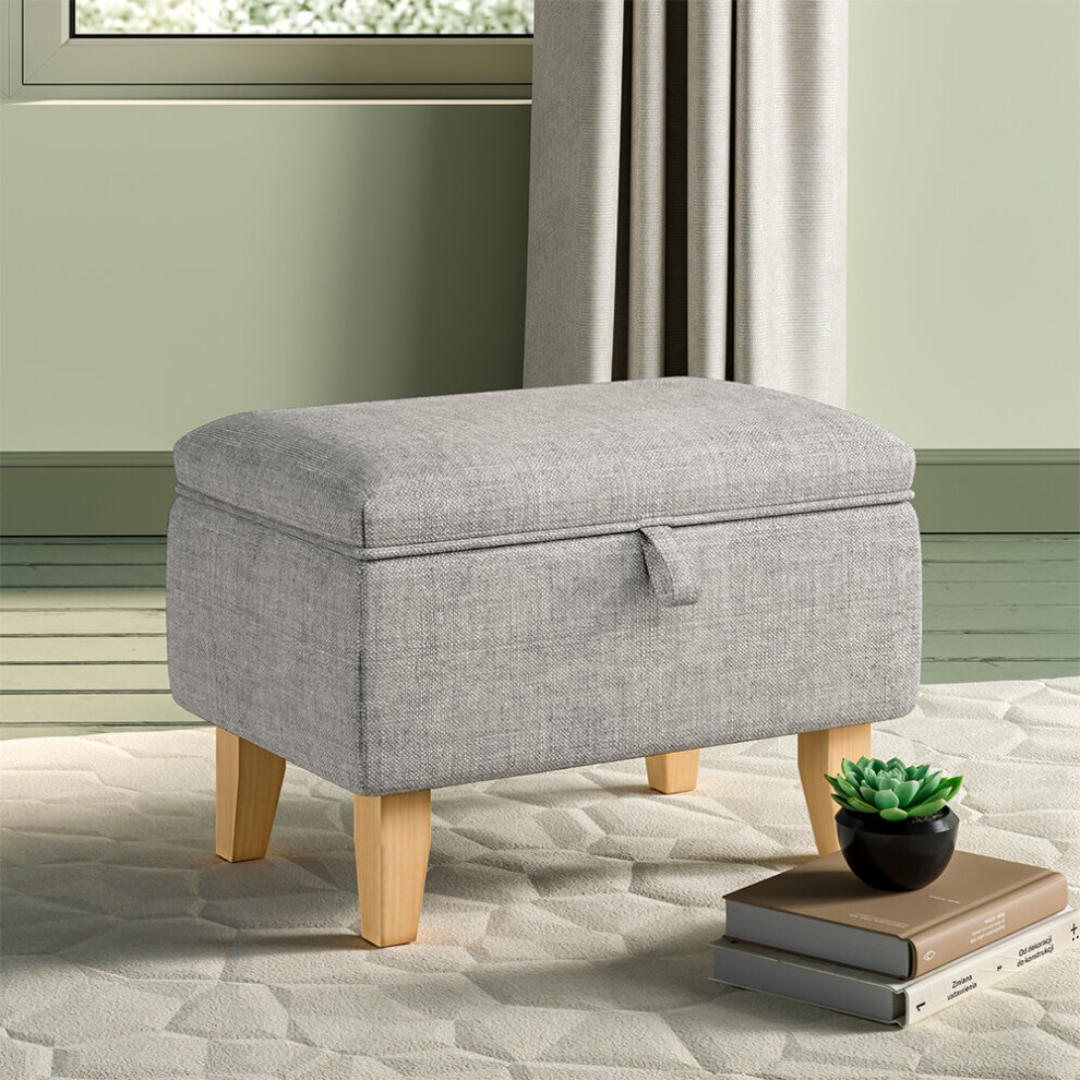 (Light Grey) Storage Ottoman Storage Box Footstool Chair Bench