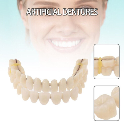 On False Teeth Upper + Lower Dental Veneers Dentures Tooth Cover Set 1