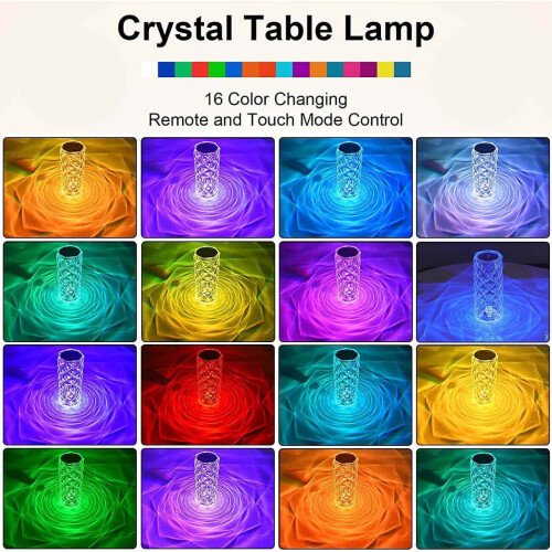 Ranpo RGB Rose LED Crystal Table Lamp Night Light Touch Remote Ctrl 1