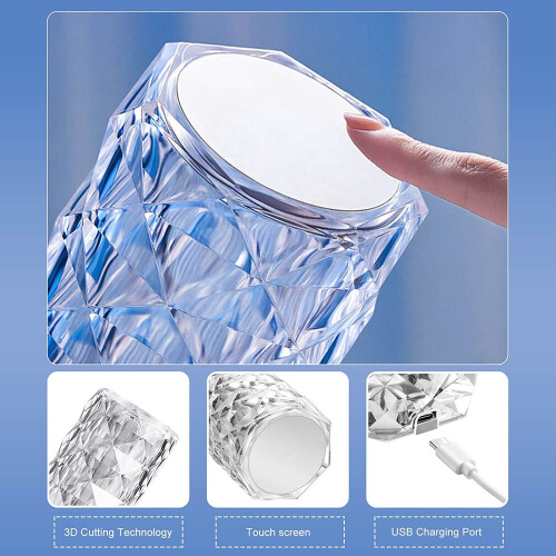 Ranpo RGB Rose LED Crystal Table Lamp Night Light Touch Remote Ctrl 2