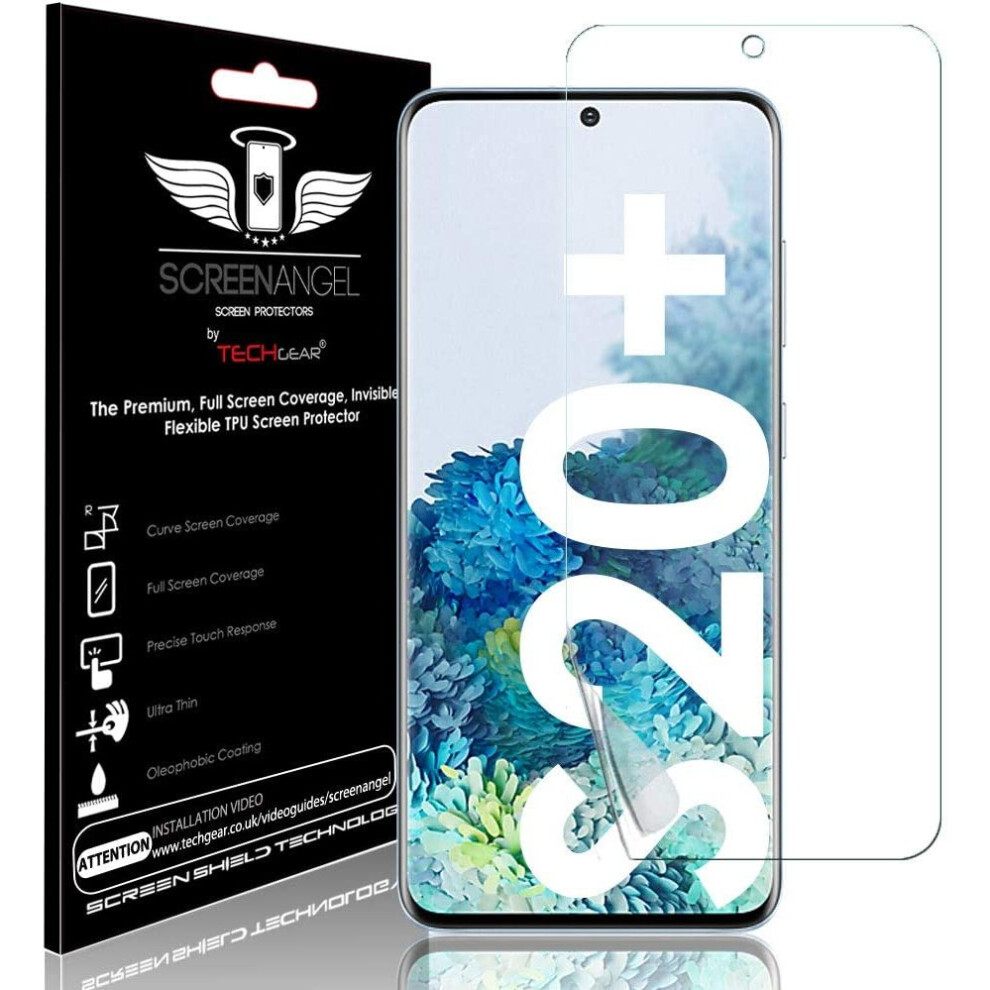 TECHGEAR Screen Protector fits Samsung Galaxy S20 Plus [Screen Angel Edition][Case Friendly] [Bubble Free] [FULL Screen Coverage] TPU Film