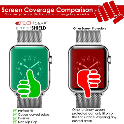 Techgear TECHGEAR [2 Pack] Screen Protectors fit Apple Watch 44mm Series 5, 4 [ghostSHIELD] Reinforced Flexible TPU Screen Protector with Full Screen Coverage 1