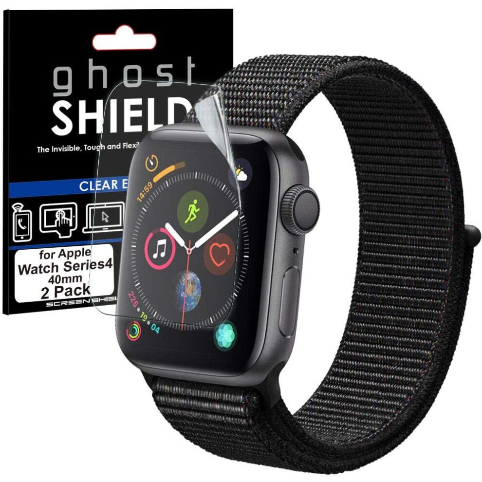 TECHGEAR [2 Pack] Screen Protectors fit Apple Watch 40mm Series 5, 4 [ghostSHIELD] Reinforced Flexible TPU Screen Protector with Full Screen Coverage