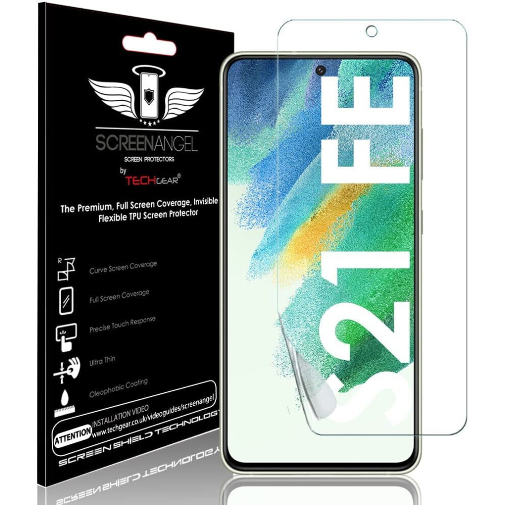 TECHGEAR Screen Protector fits Samsung Galaxy S21 FE [Screen Angel Edition][Case Friendly] [Bubble Free] [FULL Screen Coverage] TPU Film