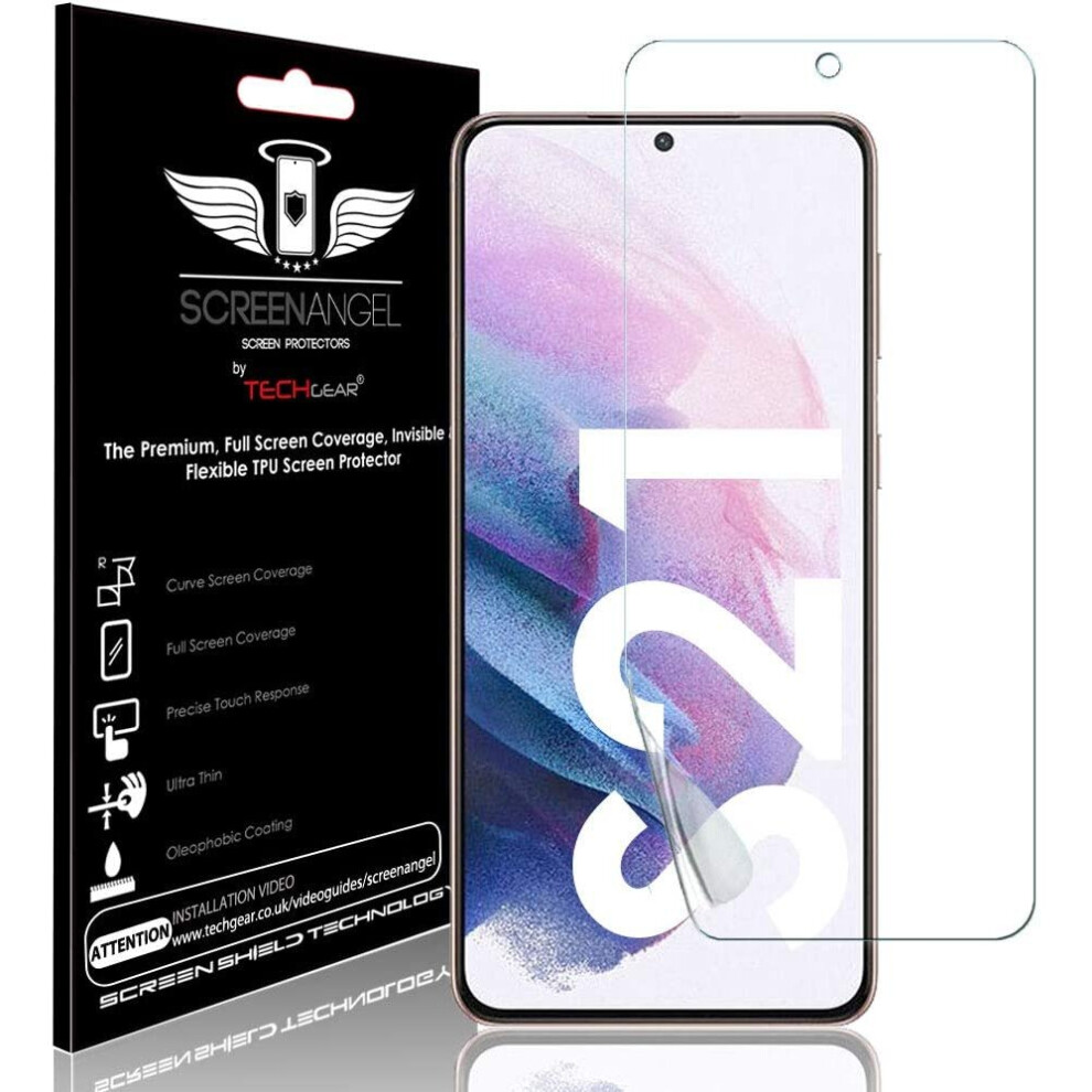 TECHGEAR Screen Protector fits Samsung Galaxy S21 [Screen Angel Edition][Case Friendly] [Bubble Free] [FULL Screen Coverage] TPU Film