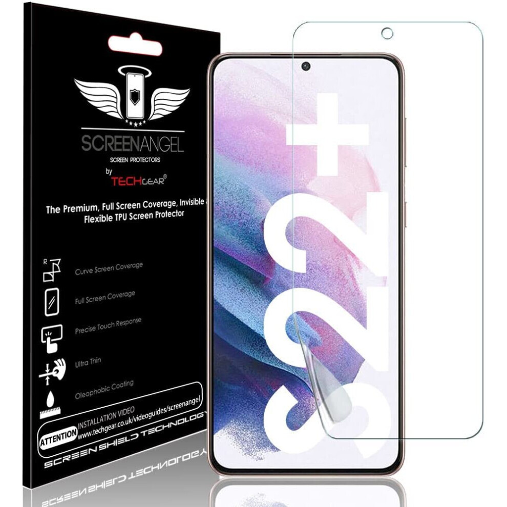 TECHGEAR Screen Protector fits Samsung Galaxy S22 Plus / S22+ 5G [Screen Angel Edition][Case Friendly] [Bubble Free] [FULL Screen Coverage] TPU Film