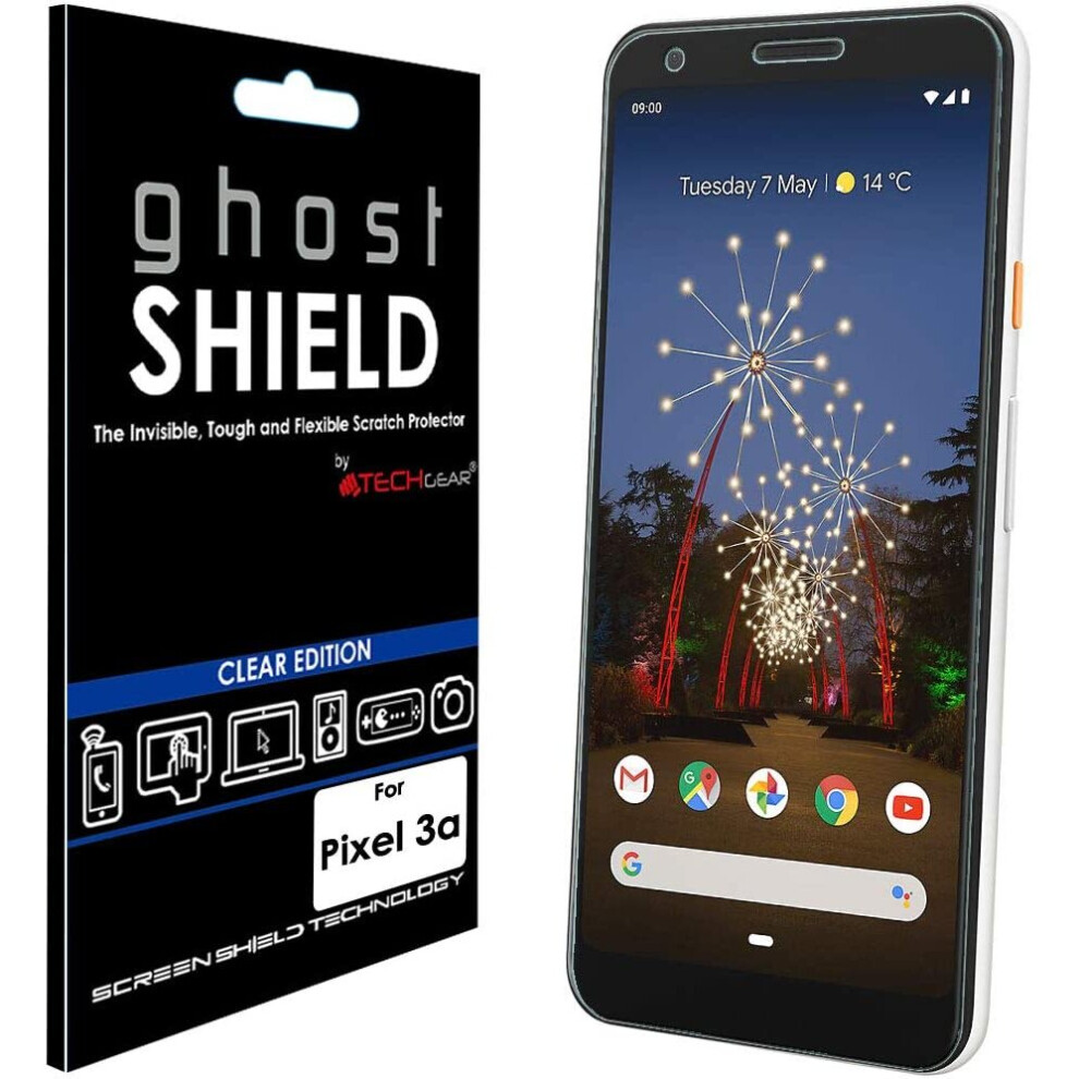 TECHGEAR Screen Protector fits Google Pixel 3a [ghostSHIELD Edition] Reinforced TPU film Screen Protector [FULL Screen Coverage] Curved Screen Area