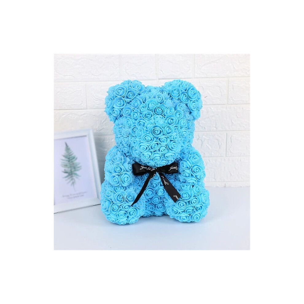 (Only bears, blue) Teddy Rose Bear Artificial Flowers with Box Light