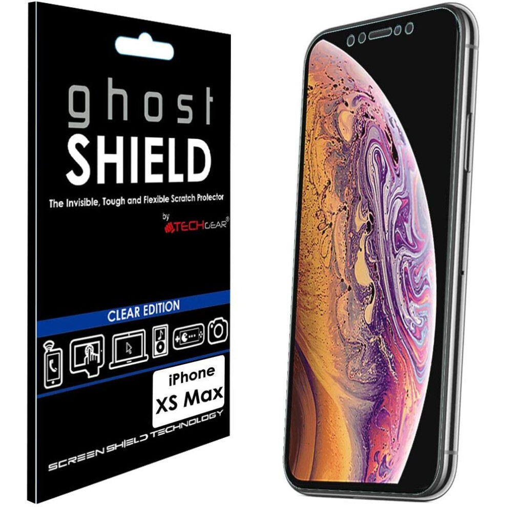 [3 Pack] TECHGEAR Screen Protectors for iPhone 11 Pro Max, XS Max [ghostSHIELD] TPU Screen Protector with Full Screen Coverage inc Curved Screen