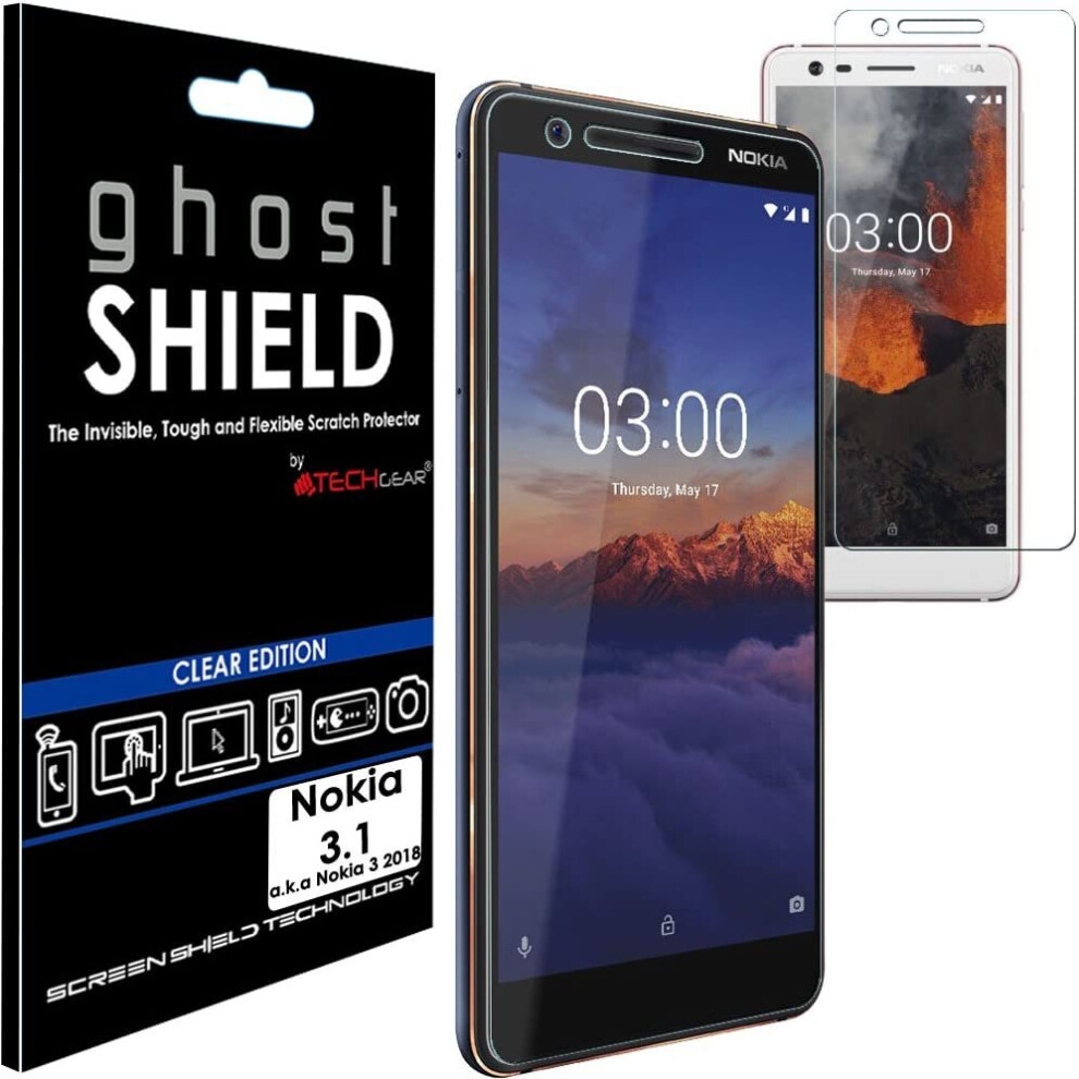 TECHGEAR Screen Protector to fit Nokia 3.1 [ghostSHIELD Edition] Reinforced Flexible TPU Screen Protector with Full Screen Coverage