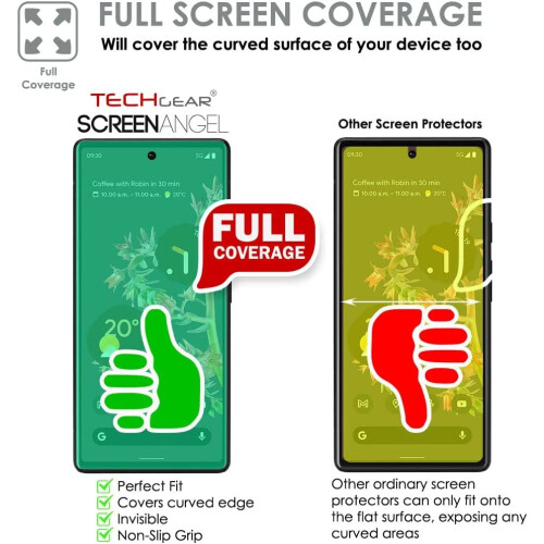 Techgear TECHGEAR [2 Pack] Screen Protector fits Google Pixel 7 [Screen Angel Edition][Bubble Free] [FULL Screen Coverage] HD Clear Flexible TPU Film 2