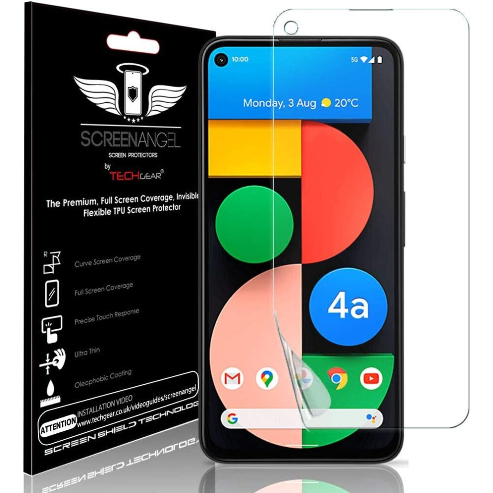 TECHGEAR [3 Pack] Screen Protectors fit Google Pixel 4a 5G [Screen Angel Edition] [Case Friendly] [Bubble Free] [FULL Screen Coverage] TPU Films