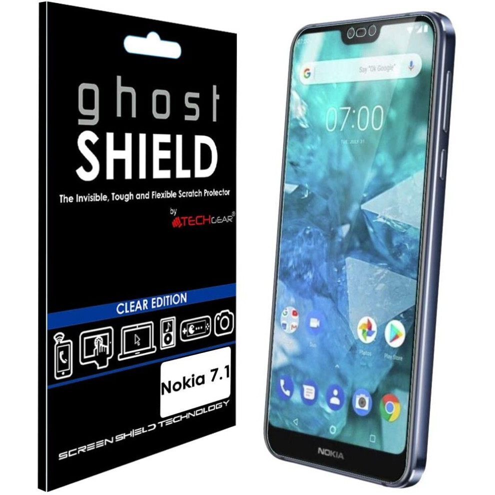 [2 Pack] TECHGEAR Screen Protector for Nokia 7.1 [ghostSHIELD Edition] Reinforced Flexible TPU Screen Protector with Full Screen Coverage