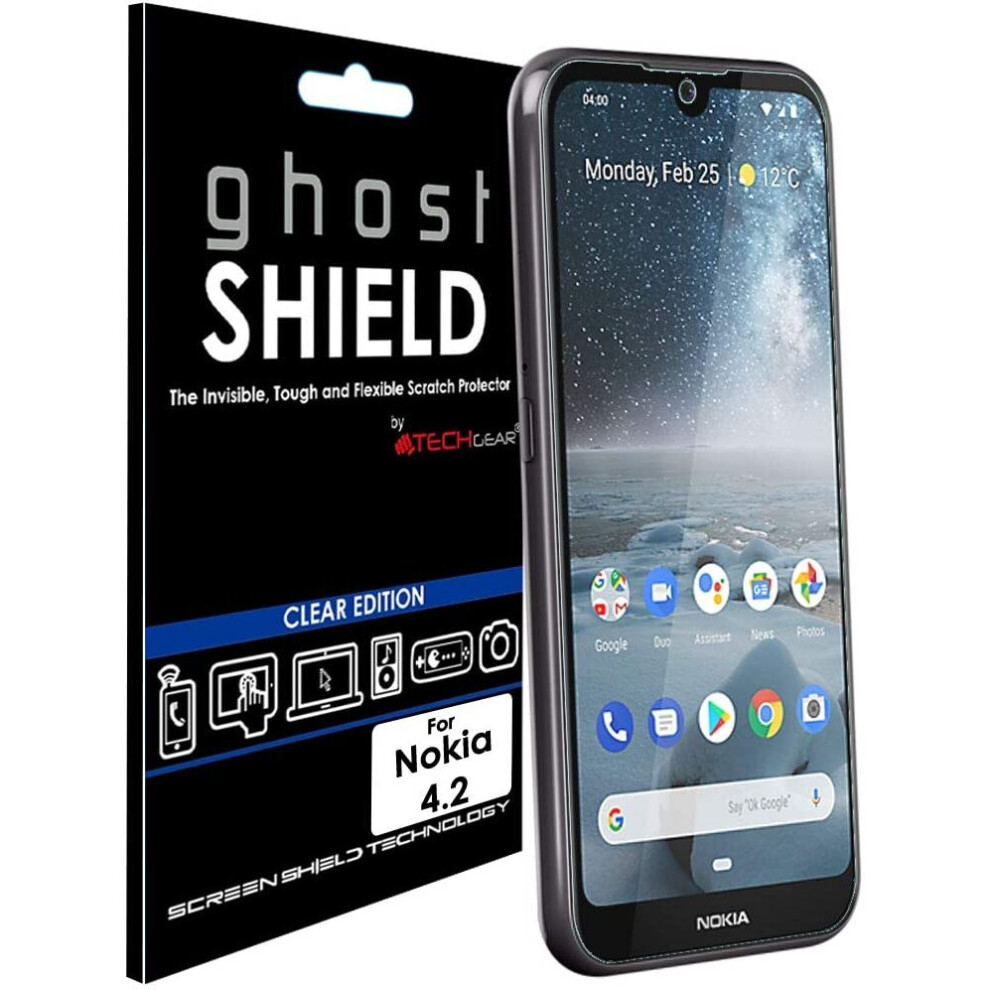 [Pack of 3] TECHGEAR Screen Protectors for Nokia 4.2 [ghostSHIELD Edition] Reinforced TPU film Screen Protector with FULL Screen Coverage inc