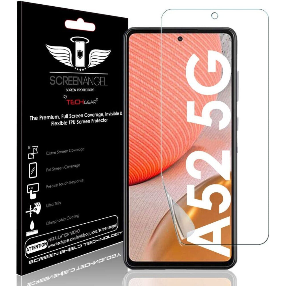 TECHGEAR Screen Protector fits Samsung Galaxy A52 / A52s 5G [Screen Angel Edition][Case Friendly] [Bubble Free] [FULL Screen Coverage] TPU Film