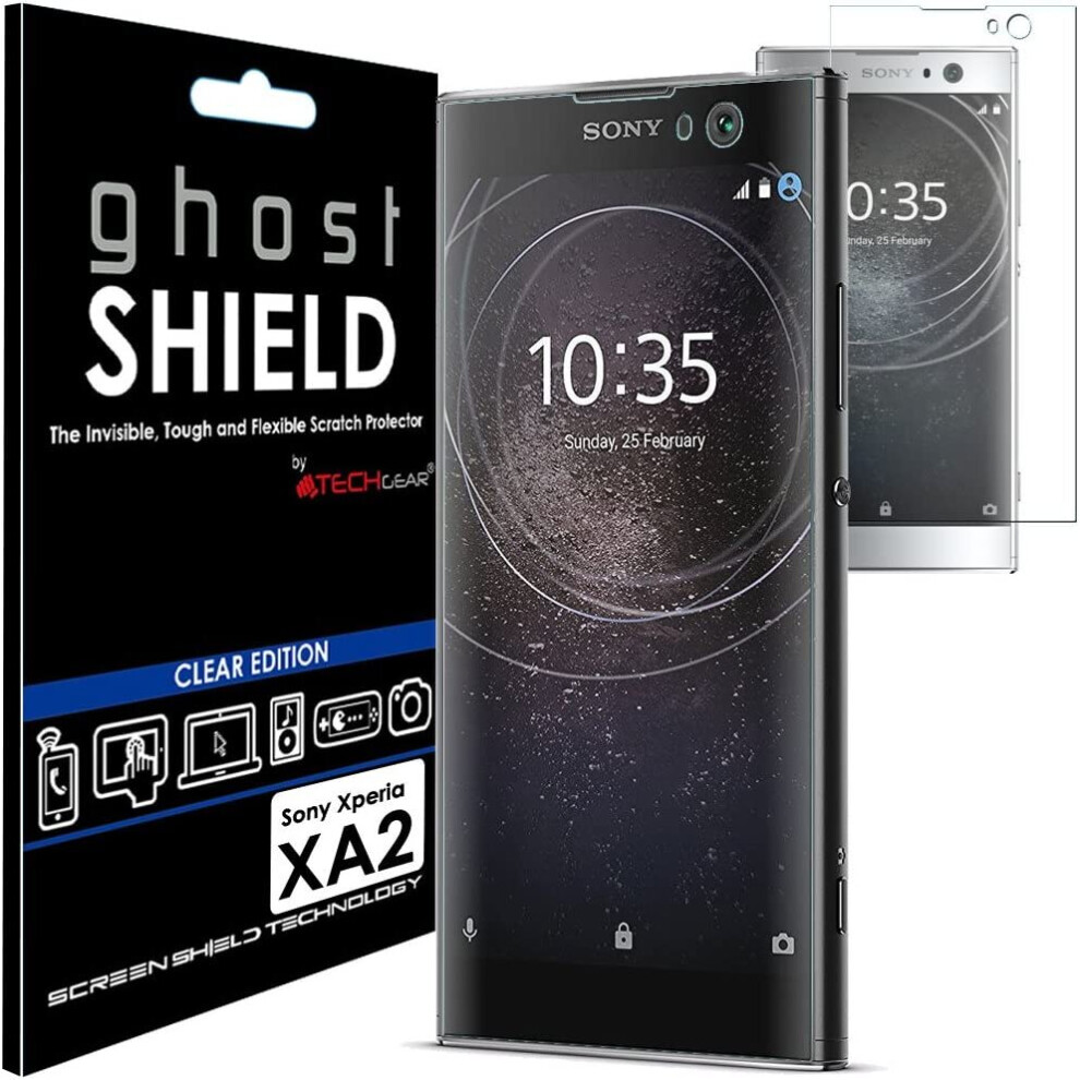 TECHGEAR Screen Protector to fit Sony Xperia XA2 [ghostSHIELD Edition] Flexible TPU Screen Protector with Full Screen Coverage inc Curved Screen