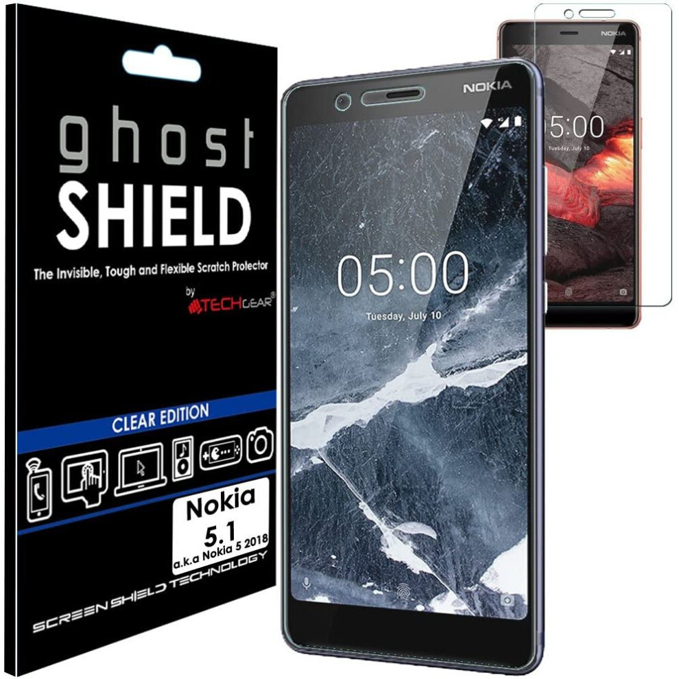 TECHGEAR Screen Protector to fit Nokia 5.1 [ghostSHIELD Edition] Reinforced Flexible TPU Screen Protector with Full Screen Coverage