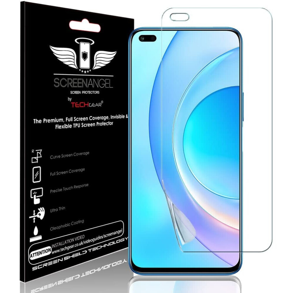 TECHGEAR Screen Protector fits Honor 50 Lite [Screen Angel Edition] [Bubble Free] [FULL Screen Coverage] HD Clear Flexible TPU Film