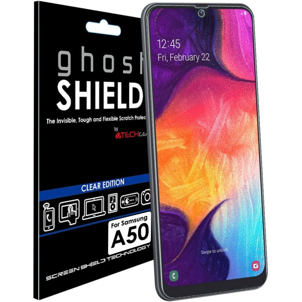 TECHGEAR Screen Protector fits Samsung Galaxy A50 [ghostSHIELD Edition] Reinforced TPU film Screen Protector s [FULL Screen Coverage]