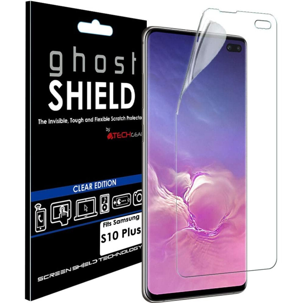 TECHGEAR Screen Protector fits Samsung Galaxy S10 Plus S10+ [ghostSHIELD Edition] Reinforced TPU film Screen Protector [FULL Screen Coverage]