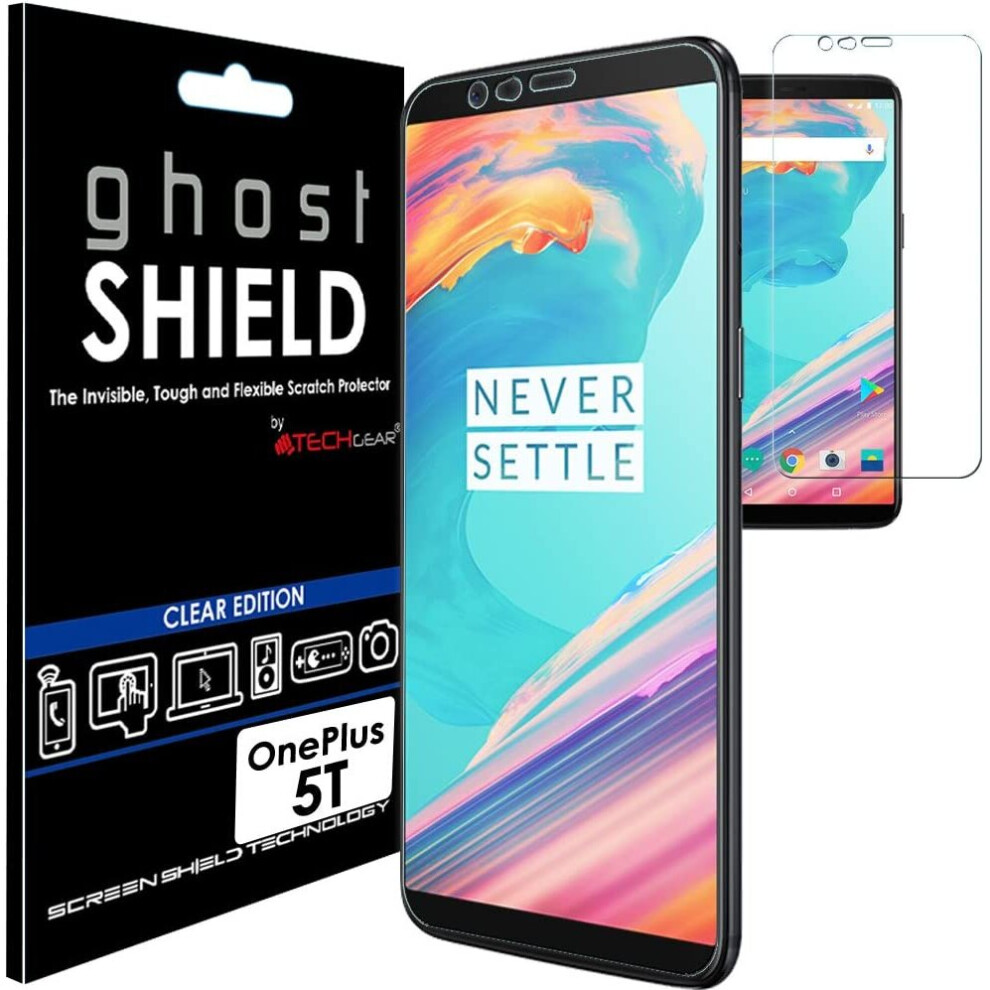 [3 Pack] TECHGEAR Screen Protectors to fit OnePlus 5T [ghostSHIELD Edition] Reinforced Flexible TPU Screen Protector with Full Screen Coverage