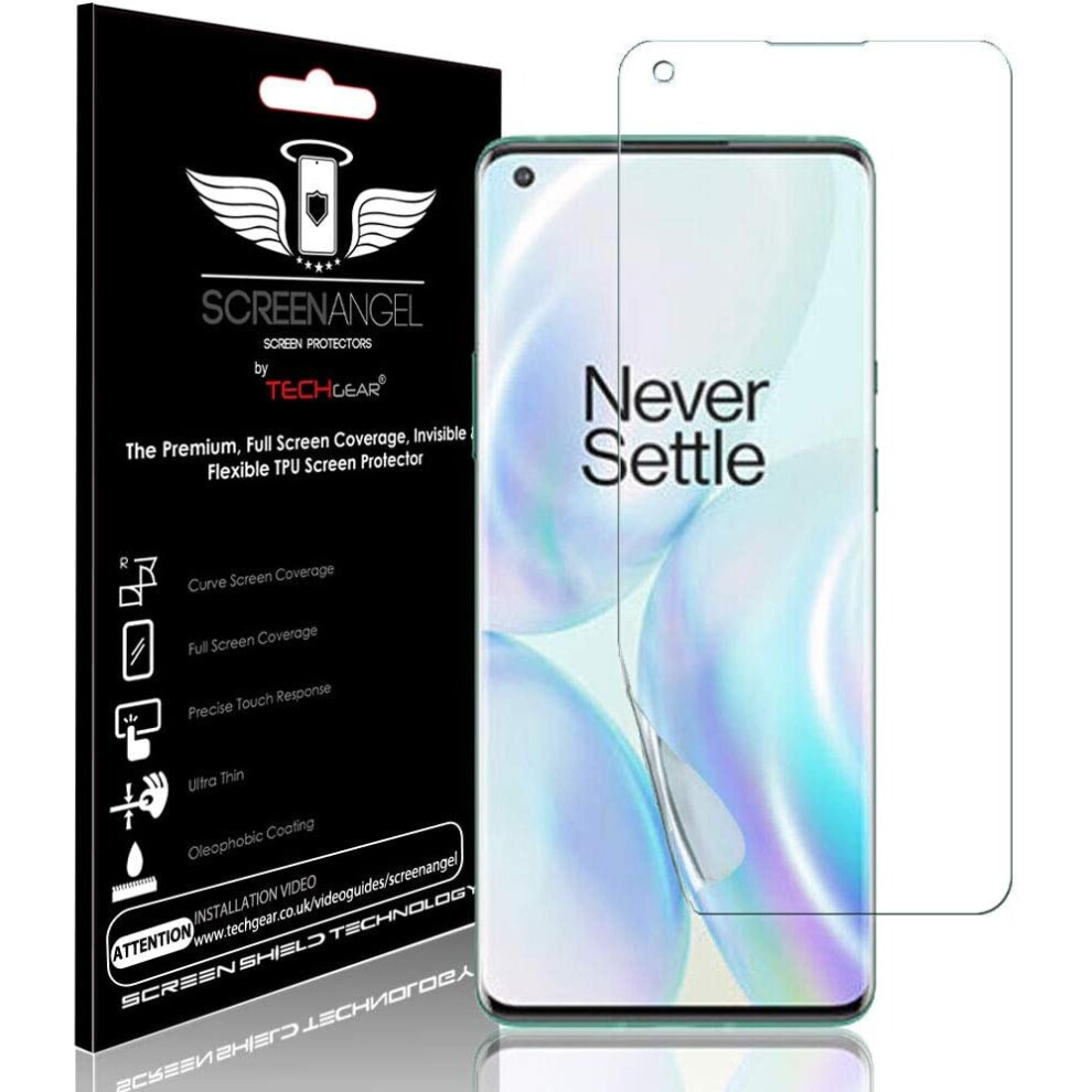 TECHGEAR [2 Pack] Screen Protector fits OnePlus 8 [Screen Angel Edition] [Case Friendly] [Bubble Free] [FULL Screen Coverage] TPU Film