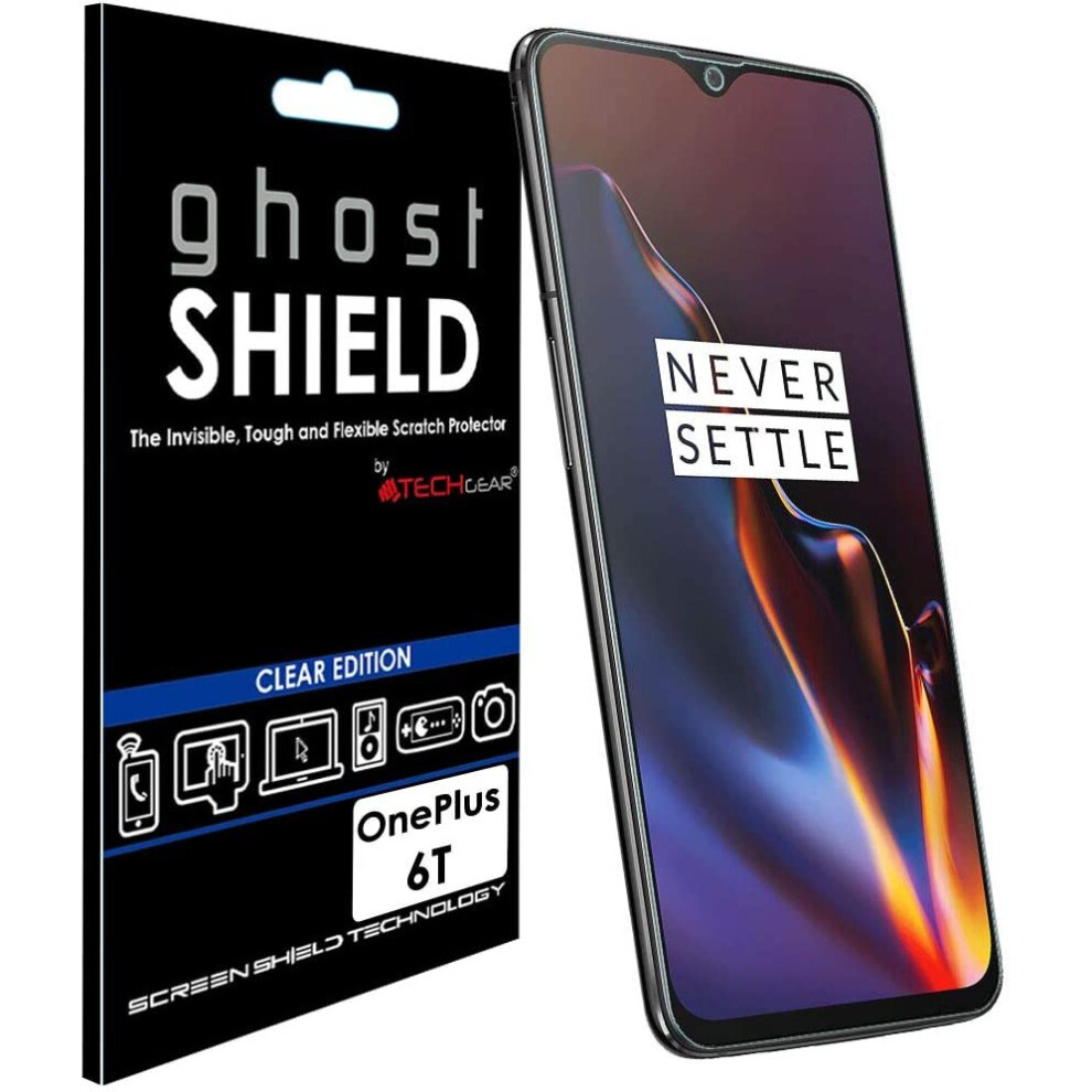 TECHGEAR Screen Protector for OnePlus 6T [ghostSHIELD] Reinforced TPU Screen Protector with FULL Screen Coverage including  [Curved Edges Protection]