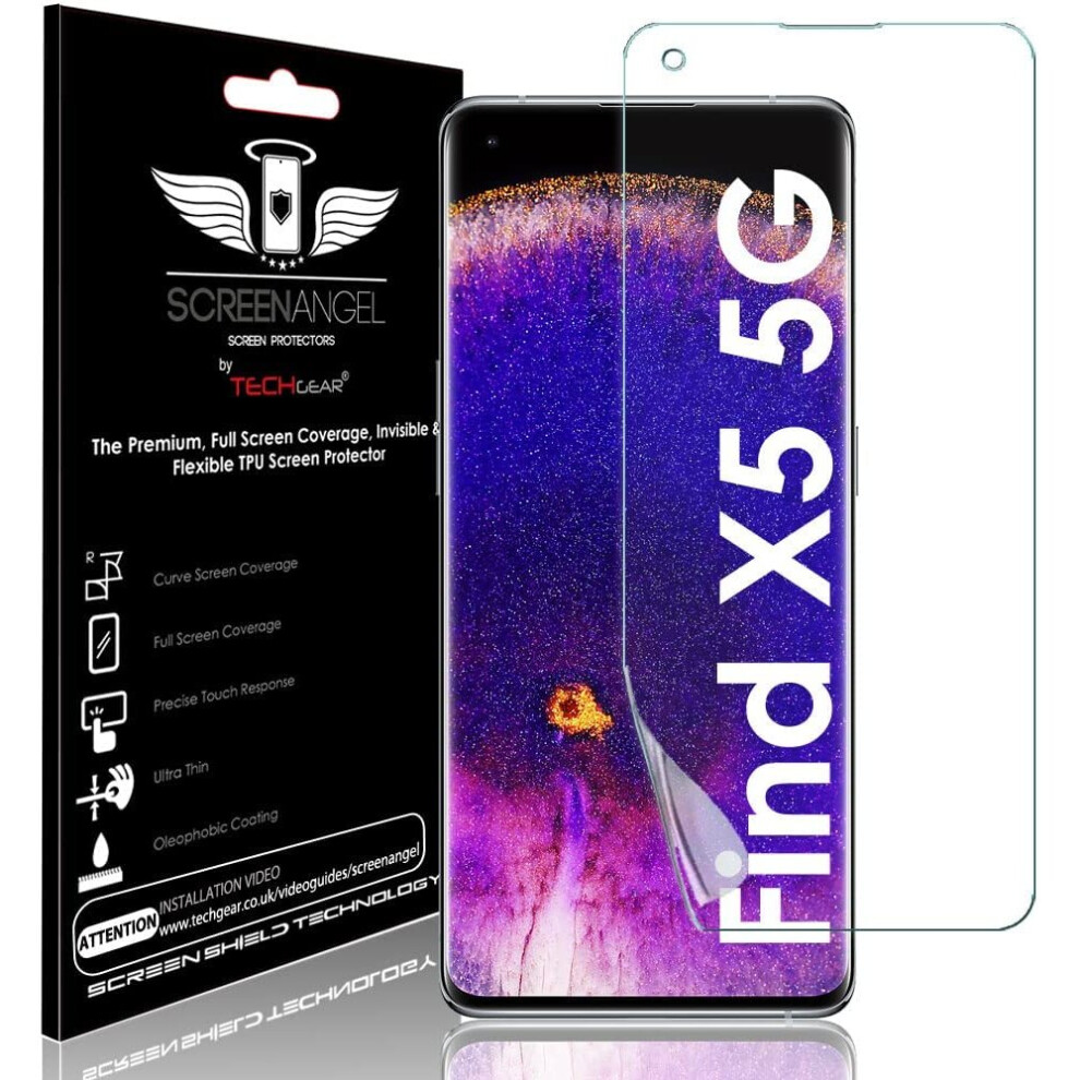 TECHGEAR [3 Pack] Screen Protector fits Oppo Find X5 5G [Screen Angel Edition] [Case Friendly] [Bubble Free] [FULL Screen Coverage] TPU Film