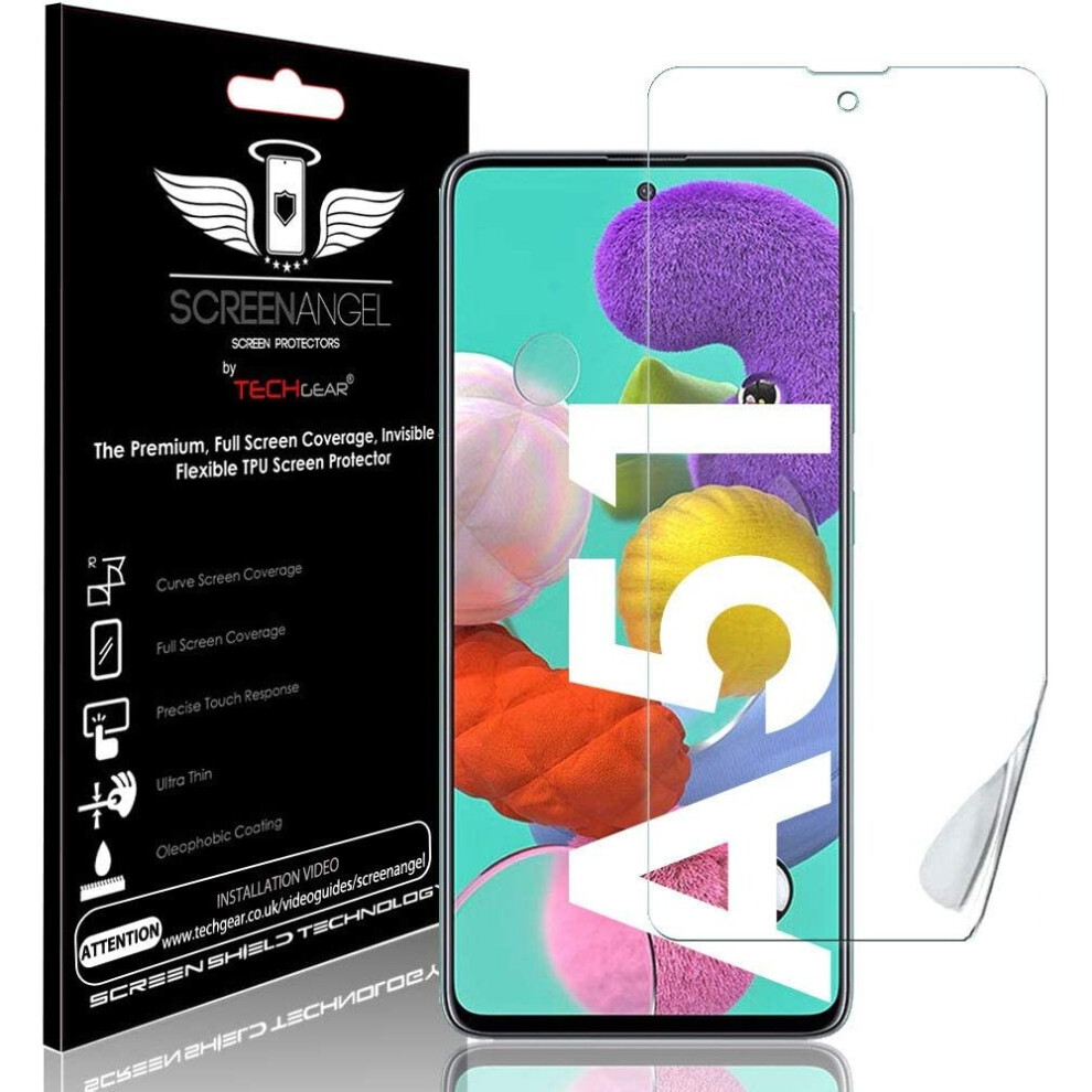 TECHGEAR Screen Protector fits Samsung Galaxy A51 [Screen Angel Edition] [Fingerprint Support][Case Friendly] [Bubble Free] [FULL Screen Coverage]