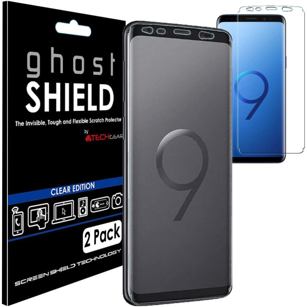 [2 Pack] TECHGEAR Screen Protectors to fit Samsung Galaxy S9 [ghostSHIELD Edition] TPU Screen Protector with Full Screen Coverage inc Curved Screen