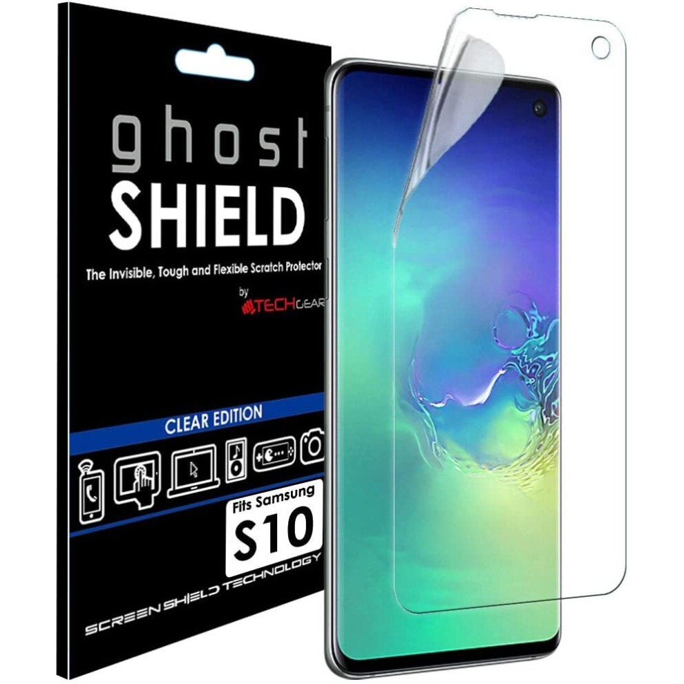 TECHGEAR Screen Protector fits Samsung Galaxy S10 [ghostSHIELD Edition] Genuine Reinforced TPU film Screen Protector s [FULL Screen Coverage]