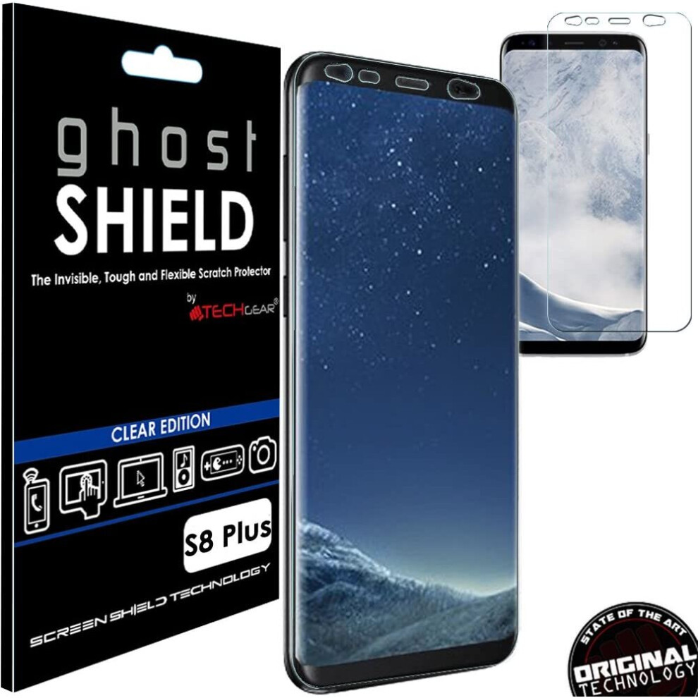 TECHGEAR Screen Protector to fit Samsung Galaxy S8 Plus [ghostSHIELD Edition] TPU Screen Protector with Full Screen Coverage inc Curved Screen