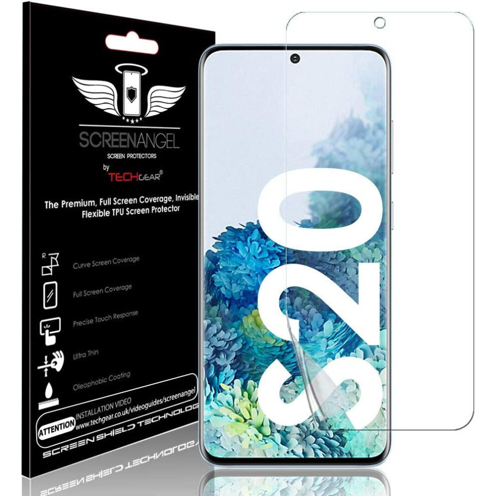 TECHGEAR Screen Protector fits Samsung Galaxy S20 [Screen Angel Edition][Case Friendly] [Bubble Free] [FULL Screen Coverage] TPU Film