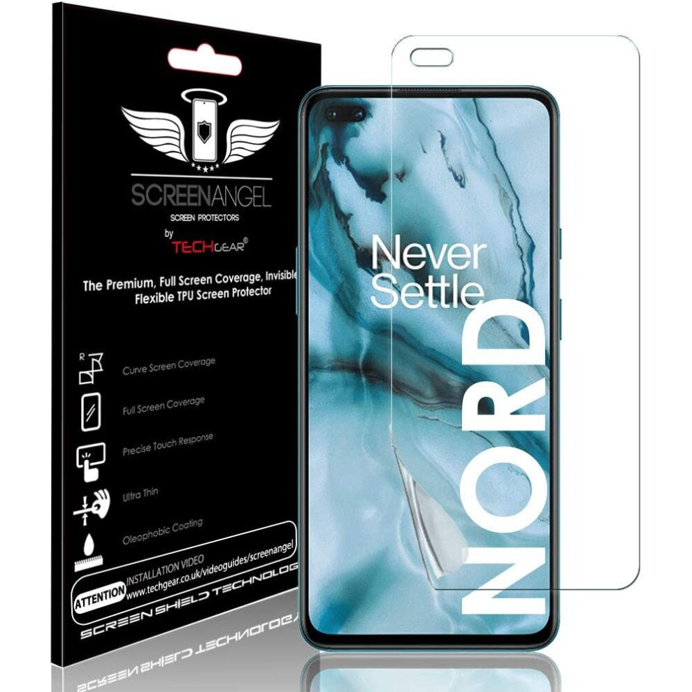 TECHGEAR [3 Pack] Screen Protector fits OnePlus Nord [Screen Angel Edition] [Case Friendly] [Bubble Free] [FULL Screen Coverage] TPU Film