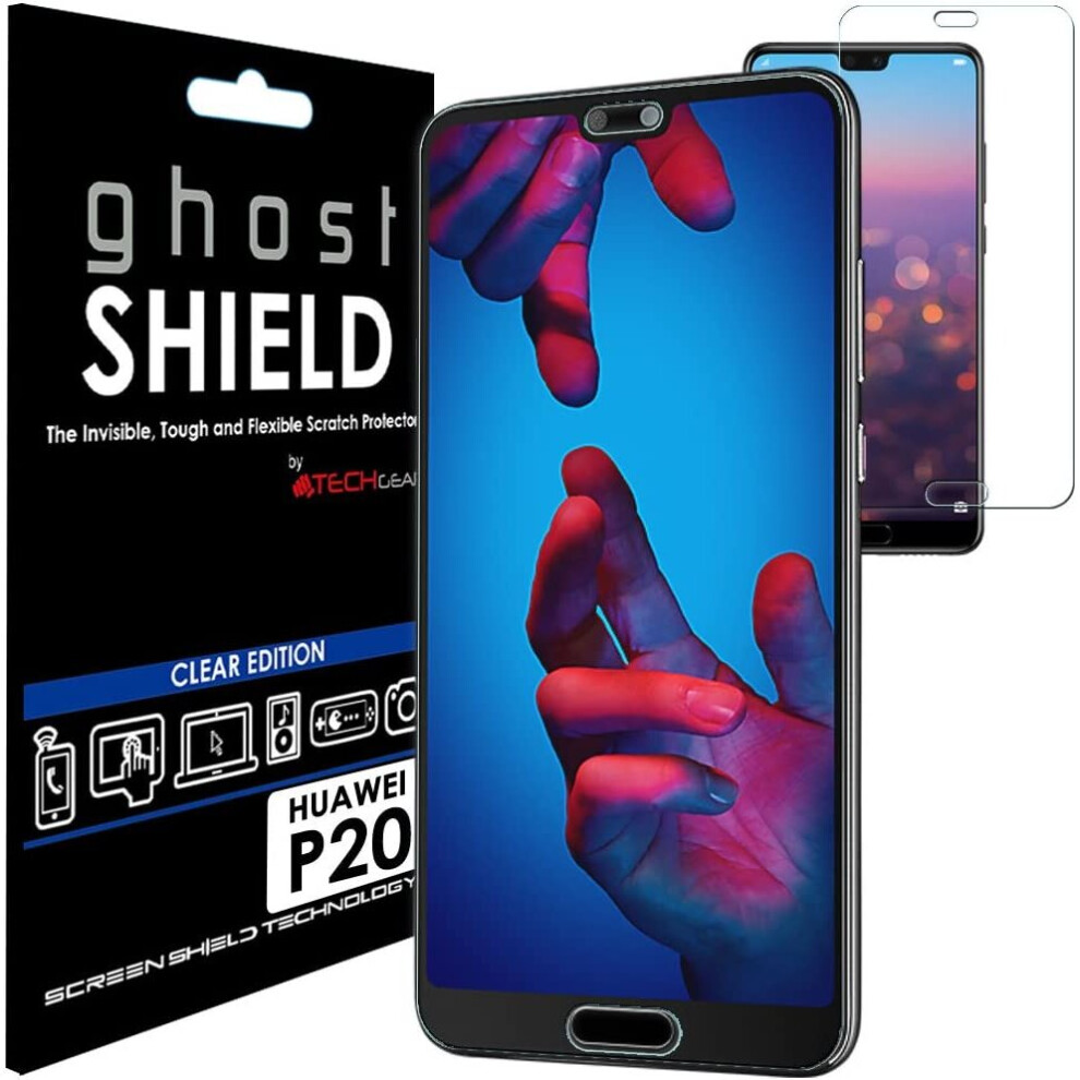 TECHGEAR Screen Protector to fit Huawei P20 [ghostSHIELD Edition] Reinforced Flexible TPU Screen Protector with Full Screen Coverage