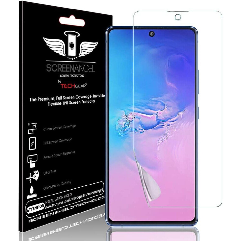 TECHGEAR [2 Pack] Screen Protector fits Samsung Galaxy S10 Lite [Screen Angel Edition][Case Friendly] [Bubble Free] [FULL Screen Coverage] TPU Film