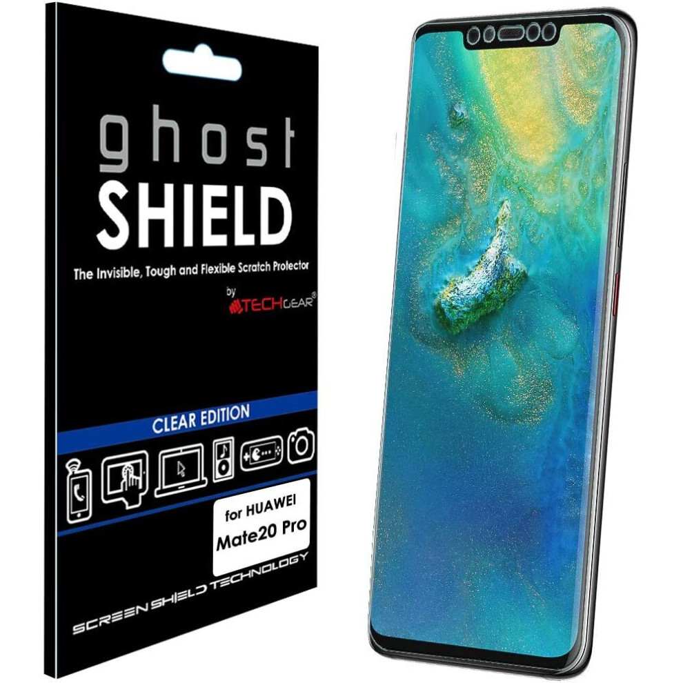 TECHGEAR Screen Protectors fit Huawei Mate 20 Pro [ghostSHIELD Edition] Reinforced Flexible TPU Screen Protector with Full Screen Coverage