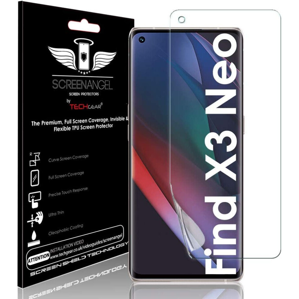 Techgear Screen Protector Fits Oppo Find X3 Neo 5G [Screen Angel Edition] [Case Friendly] [Bubble Free] [Full Screen Coverage] Tpu Film