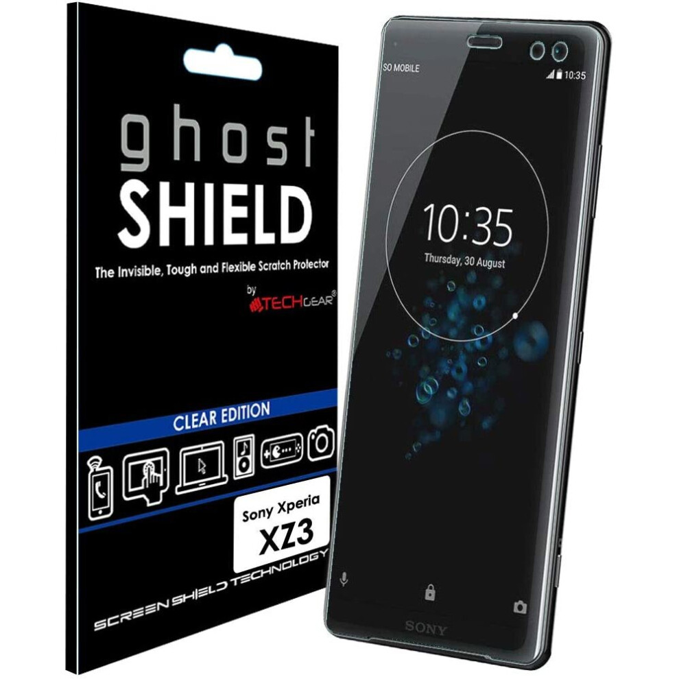 TECHGEAR Screen Protector for Sony Xperia XZ3 [ghostSHIELD Edition] Reinforced TPU Screen Protector, [FULL Screen Coverage][Edges Protection]