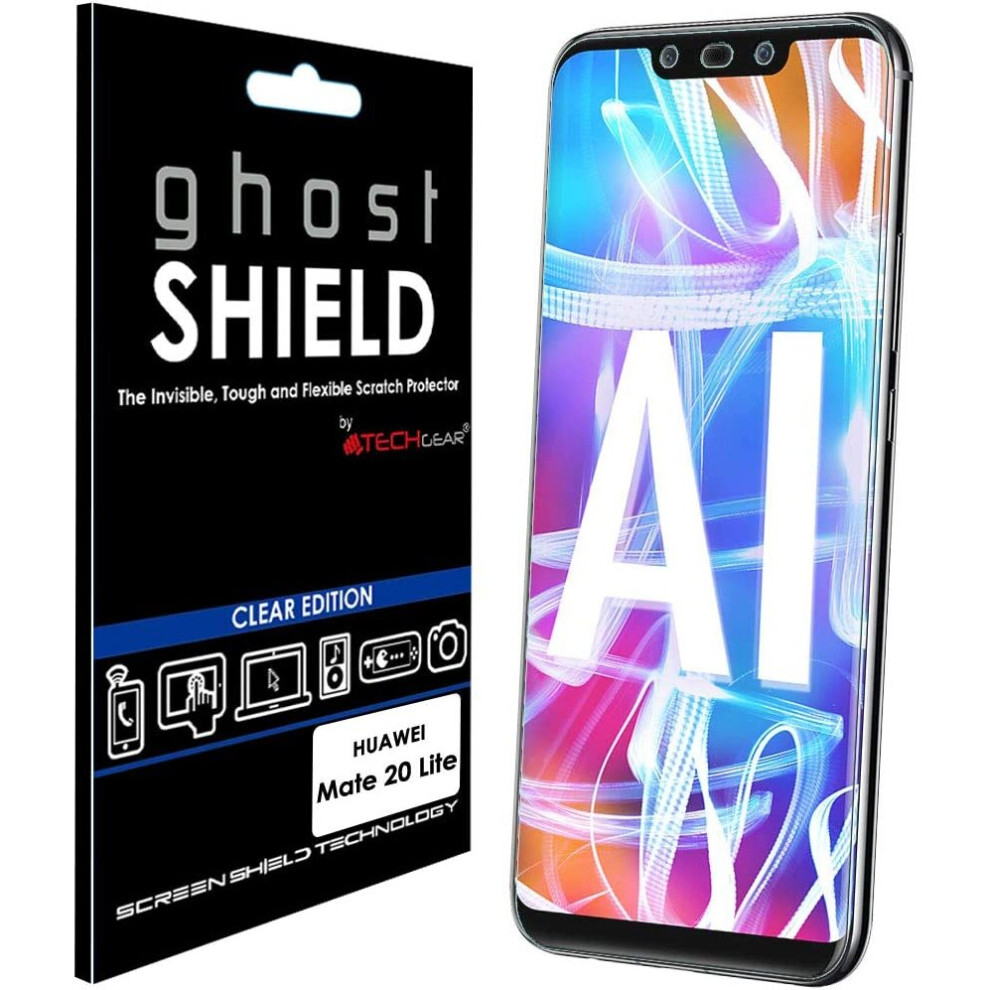 [2 Pack] TECHGEAR Screen Protectors fit Huawei Mate 20 Lite [ghostSHIELD Edition] Reinforced Flexible TPU Screen Protector with Full Screen Coverage