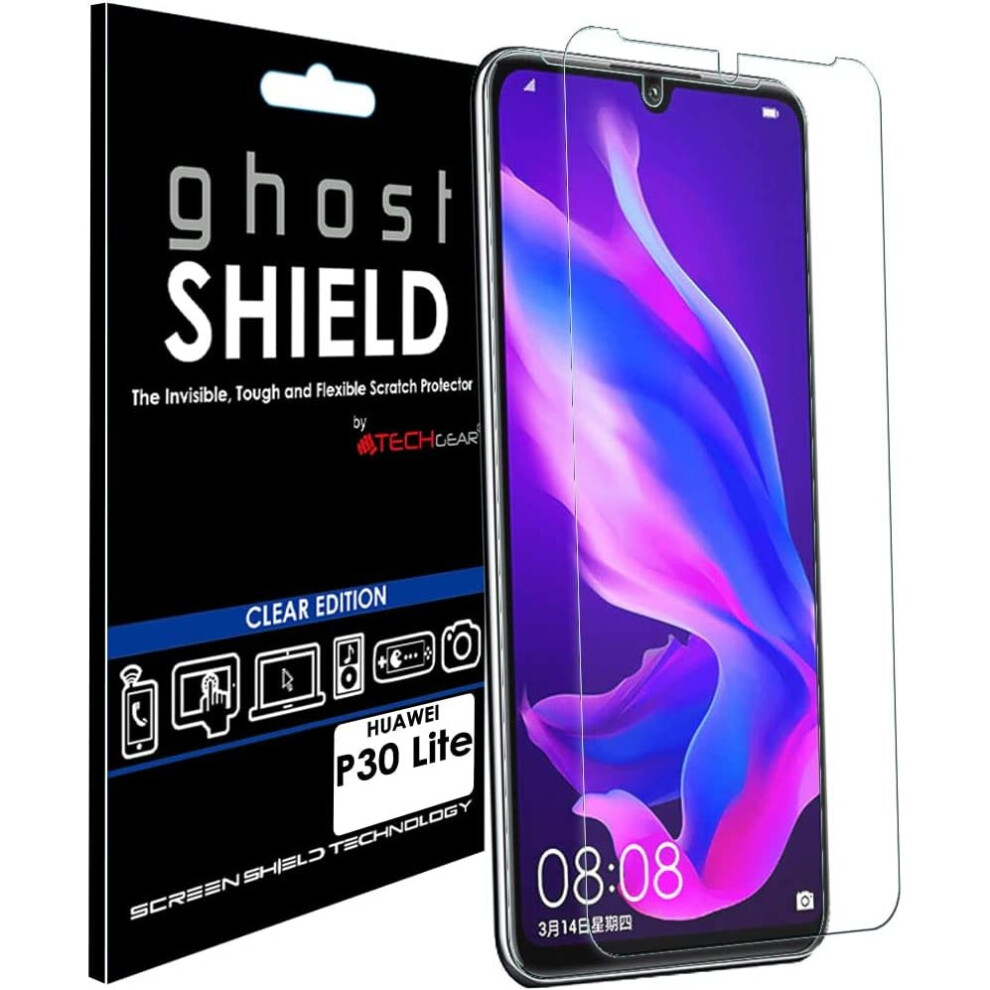 TECHGEAR Screen Protector fits Huawei P30 Lite [ghostSHIELD Edition] Reinforced TPU film Screen Protector with FULL Screen Coverage inc