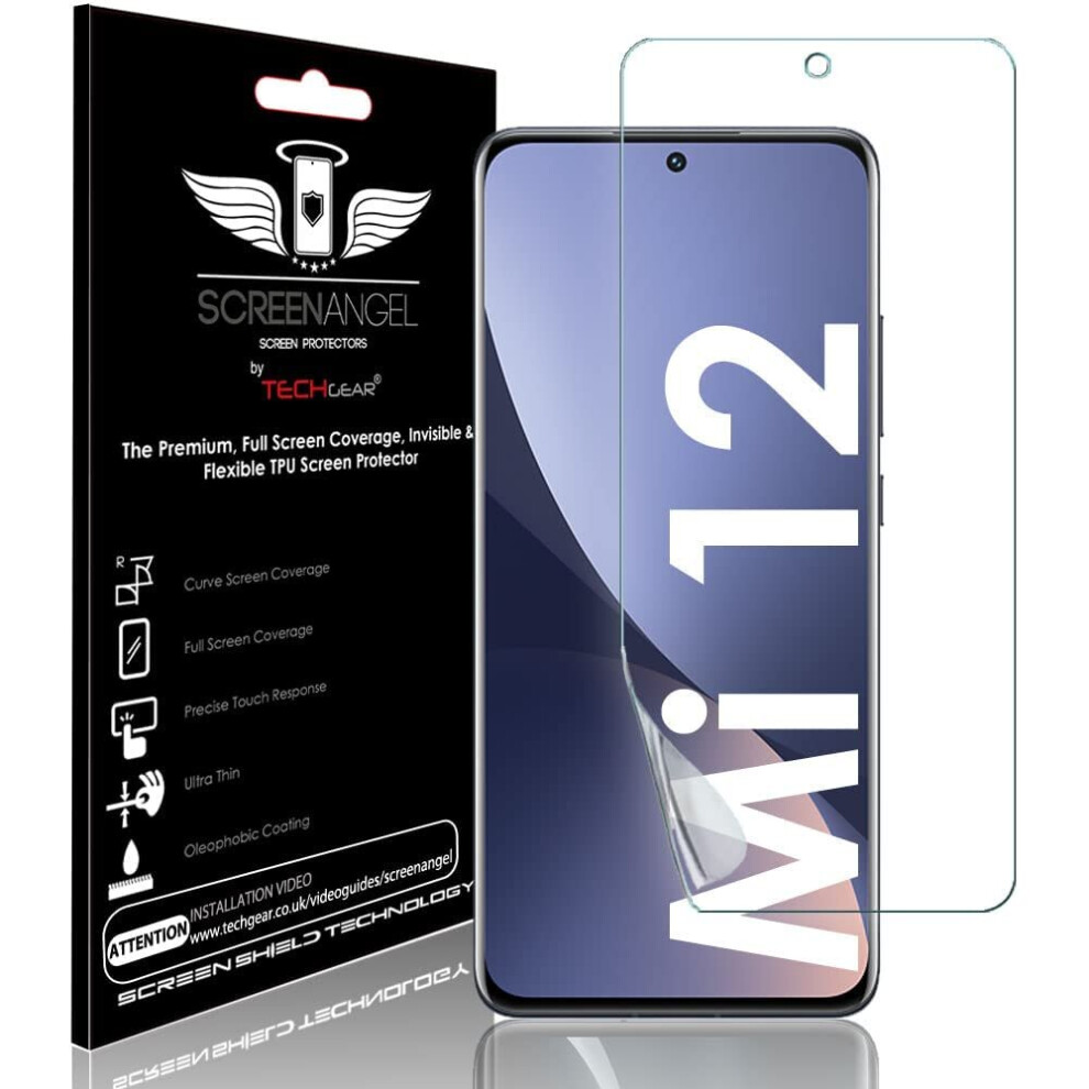 TECHGEAR Screen Protector fits Xiaomi 12 5G [Screen Angel Edition] [Case Friendly] [Bubble Free] [FULL Screen Coverage] TPU Film