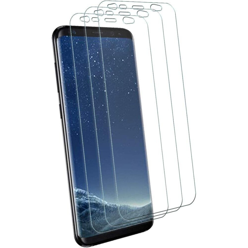 [3 Pack] TECHGEAR Screen Protectors to fit Samsung Galaxy S8, S9 [ghostSHIELD Edition] Screen Protector with Full Screen Coverage inc Curved Screen