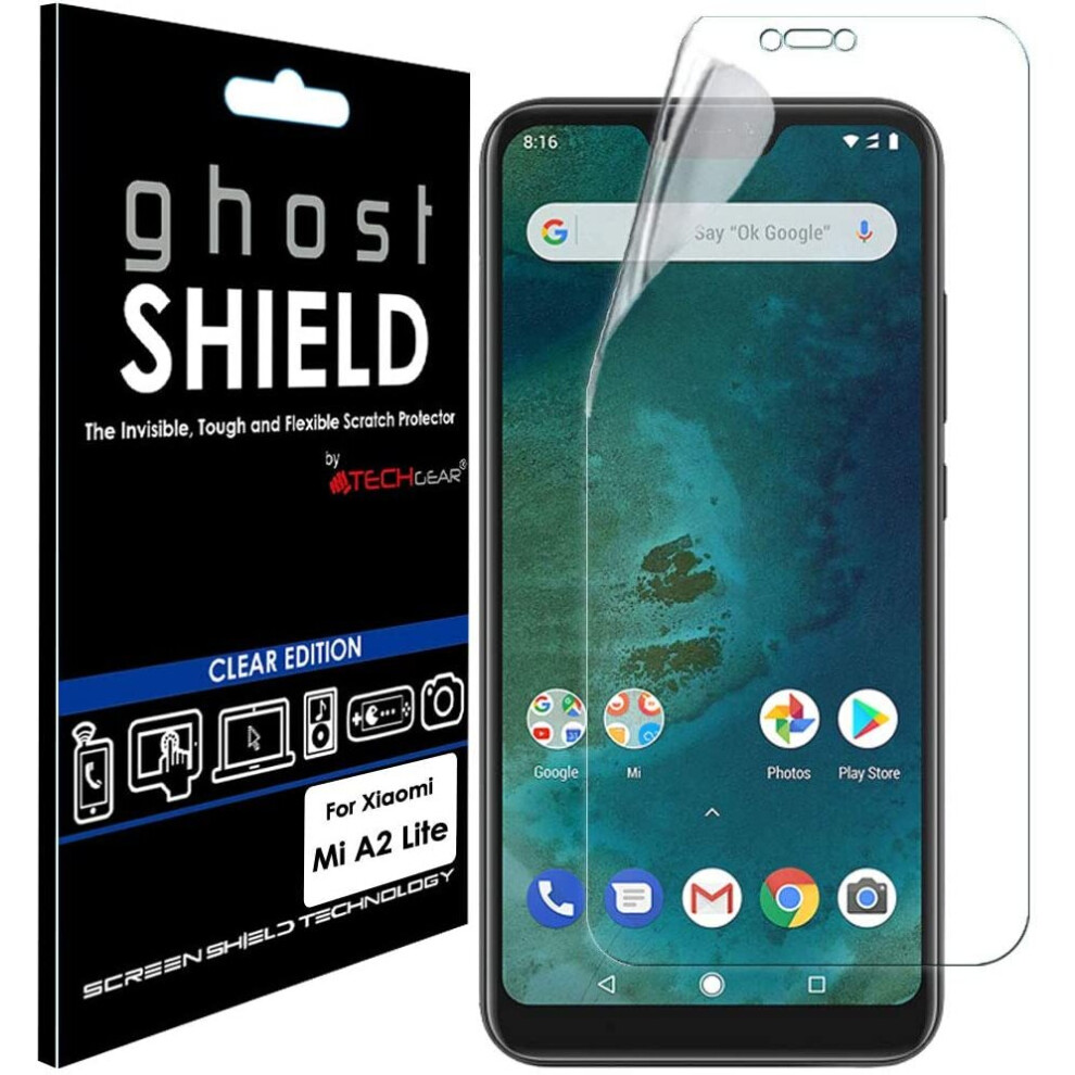 [3 Pack] TECHGEAR Screen Protectors for Xiaomi Mi A2 Lite [ghostSHIELD Edition] TPU Screen Protector with FULL Screen Coverage [Edges Protection]