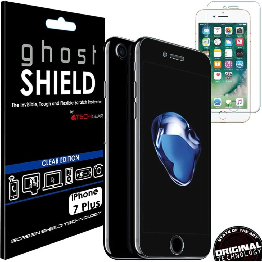 [2 Pack] TECHGEAR Screen Protectors fit Apple iPhone 8 Plus, iPhone 7 Plus 5.5" [ghostSHIELD Edition] Flexible TPU Screen Protector s Full Coverage