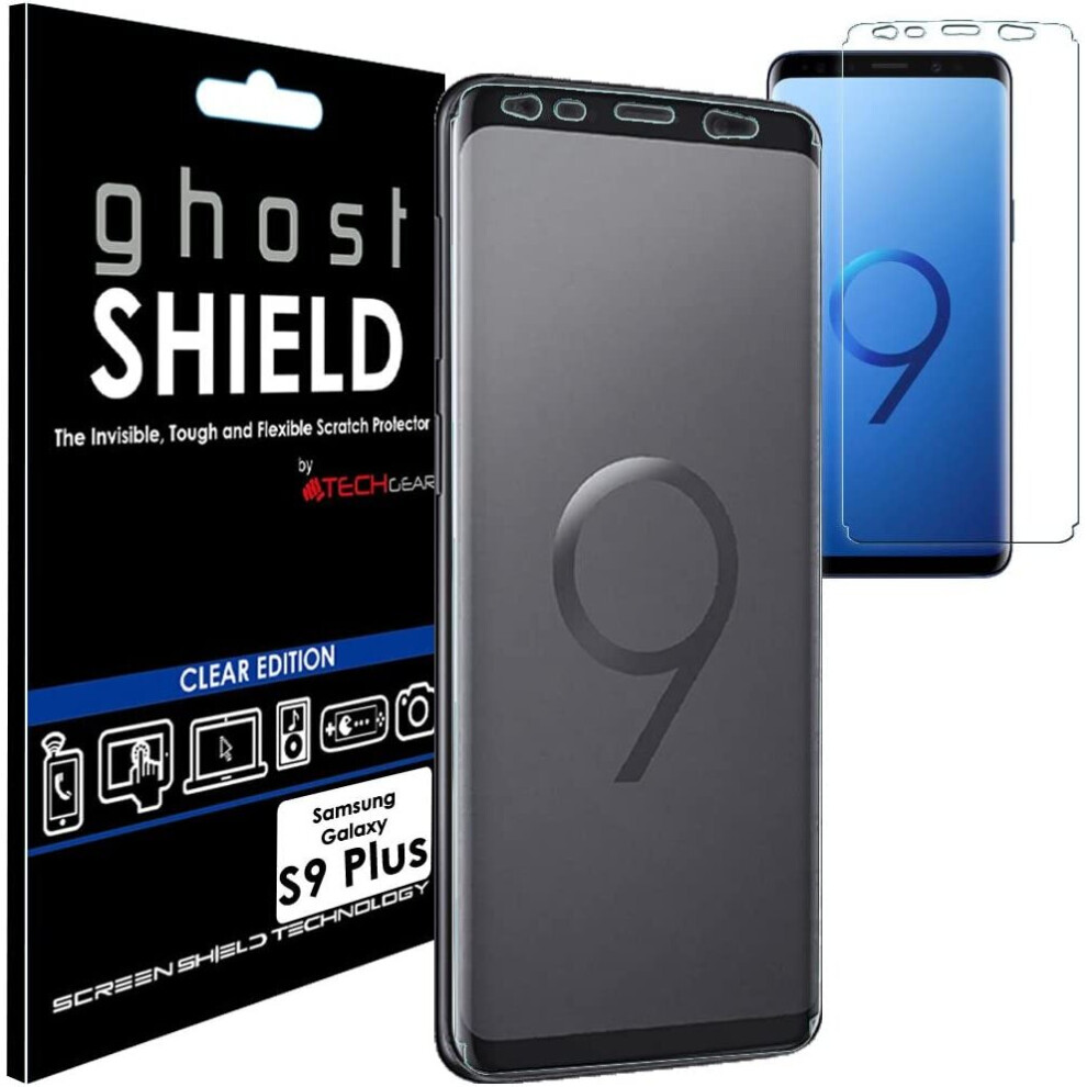 TECHGEAR Screen Protector to fit Samsung Galaxy S9 Plus [ghostSHIELD Edition]Flexible TPU Screen Protector with Full Screen Coverage inc Curved Screen